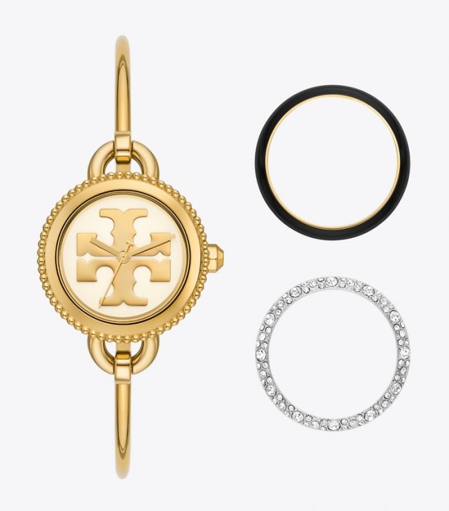 TORY BURCH MILLER BANGLE WATCH, GOLD-TONE STAINLESS STEEL - Ivory/Gold/Multi Toprings | Free Shipping