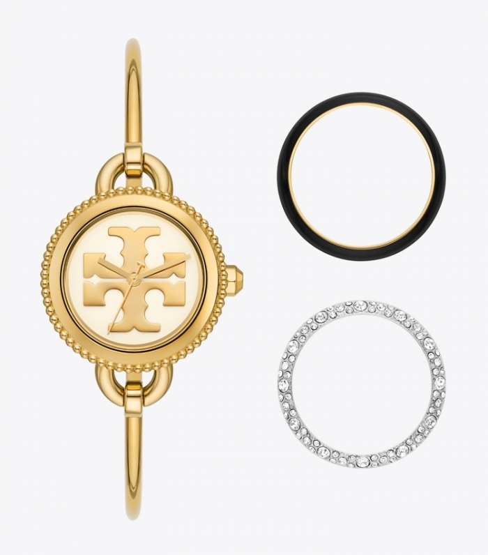 TORY BURCH MILLER BANGLE WATCH, GOLD-TONE STAINLESS STEEL - Ivory/Gold/Multi Toprings | Free Shipping