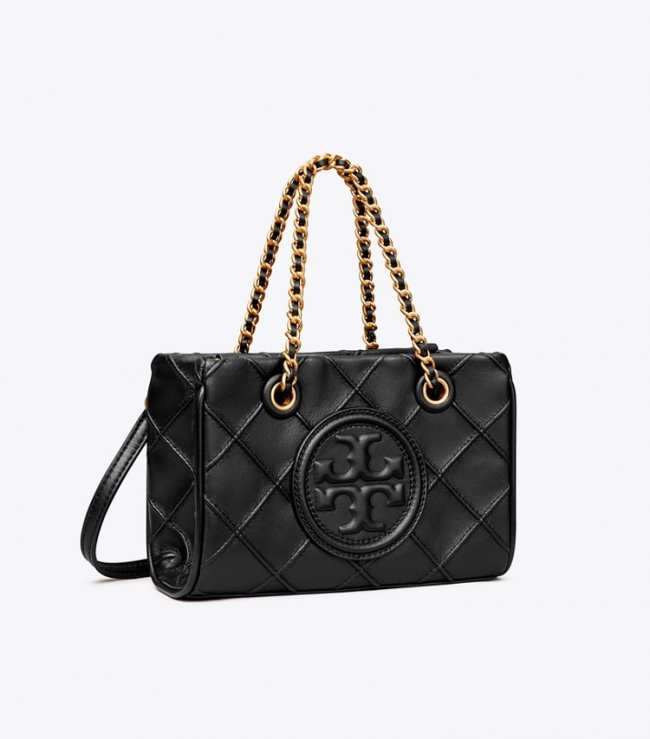 TORY BURCH MINI FLEMING SOFT CHAIN TOTE - Black | Free Shipping