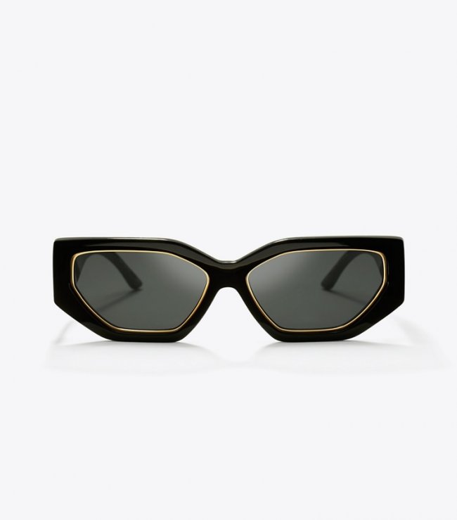 TORY BURCH KIRA GEOMETRIC SUNGLASSES - Black | Free Shipping