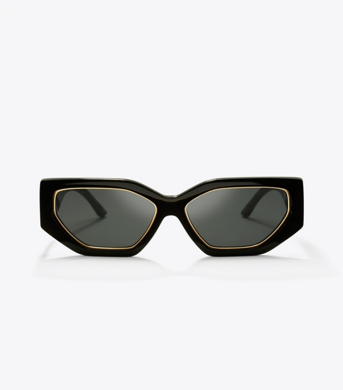 TORY BURCH KIRA GEOMETRIC SUNGLASSES - Black | Free Shipping