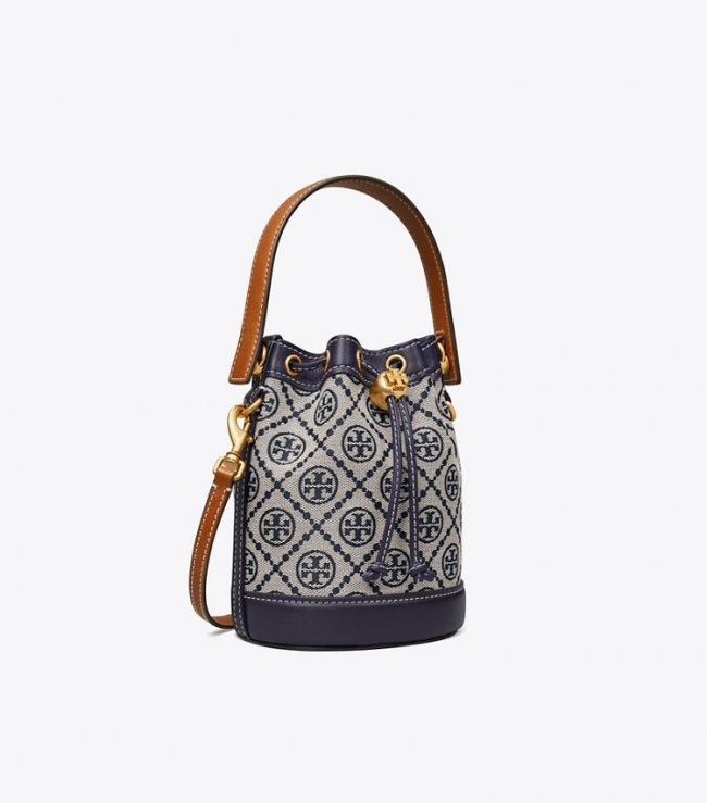 TORY BURCH MINI T MONOGRAM BUCKET BAG - Tory Navy | Free Shipping