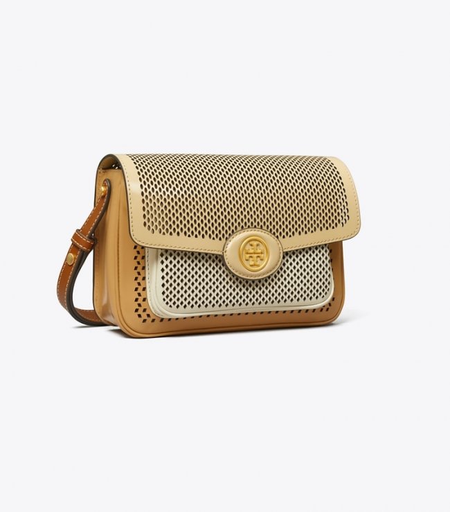 TORY BURCH ROBINSON PERFORATED COLOR-BLOCK CONVERTIBLE SHOULDER BAG - Multi | Free Shipping