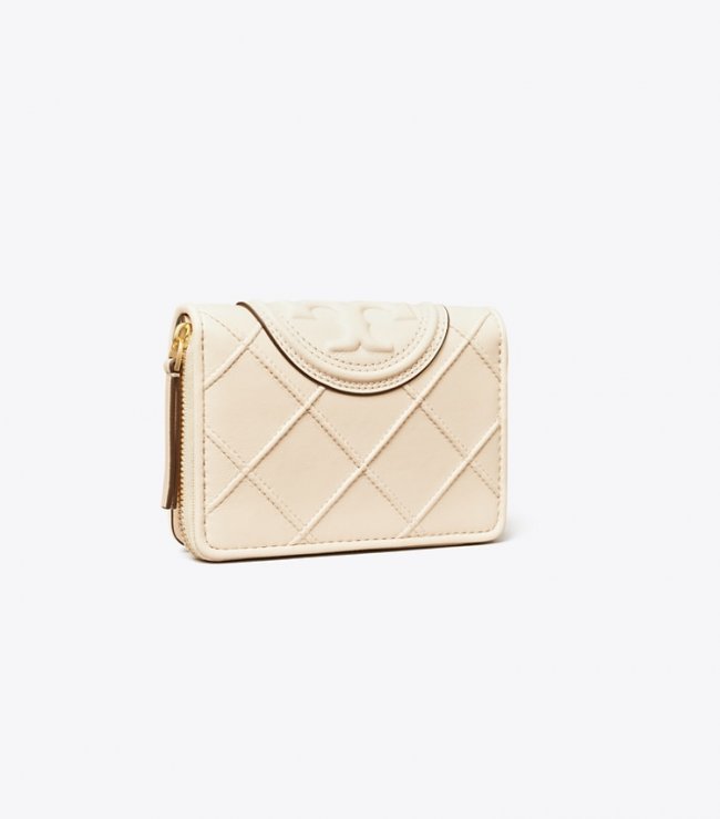 TORY BURCH FLEMING SOFT BI-FOLD WALLET - New Cream | Free Shipping