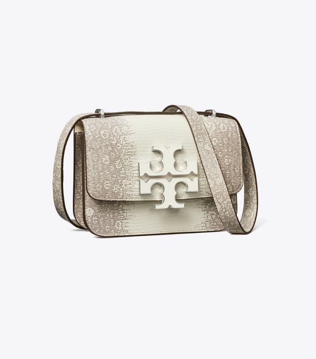 TORY BURCH SMALL ELEANOR LIZARD-EMBOSSED BAG - Cool White | Free Shipping