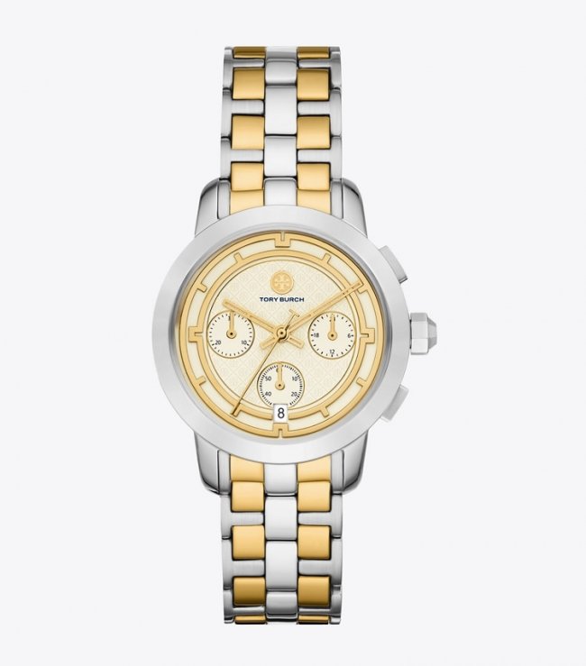 TORY BURCH TORY CHRONOGRAPH WATCH, TWO-TONE GOLD/STAINLESS STEEL - Ivory/2 Tone | Free Shipping