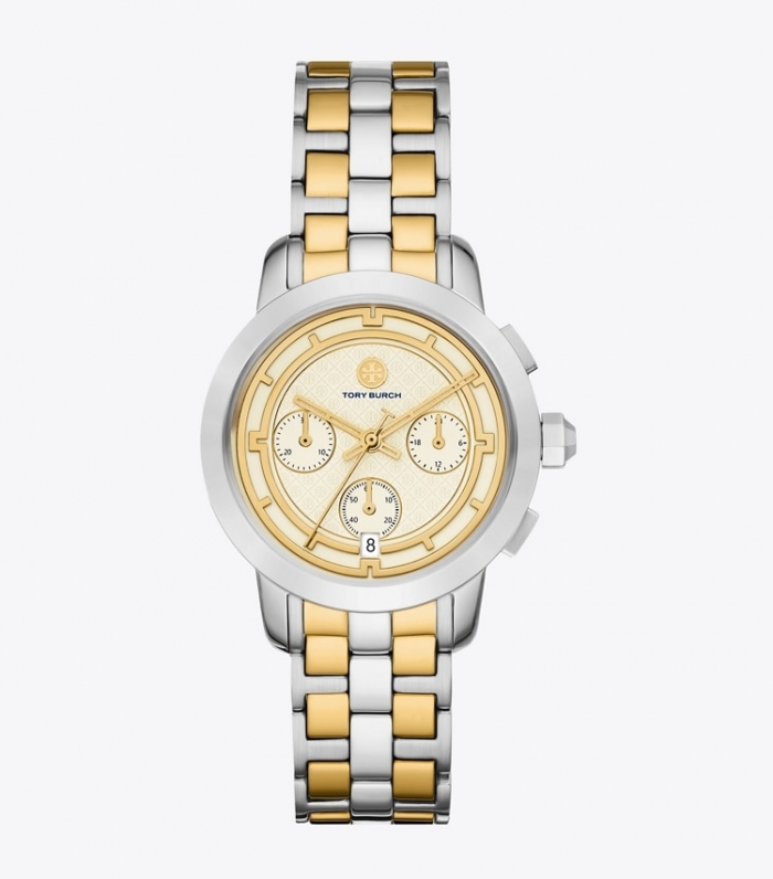 TORY BURCH TORY CHRONOGRAPH WATCH, TWO-TONE GOLD/STAINLESS STEEL - Ivory/2 Tone | Free Shipping