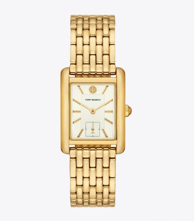 TORY BURCH ELEANOR WATCH, GOLD-TONE STAINLESS STEEL - Ivory/Gold | Free Shipping