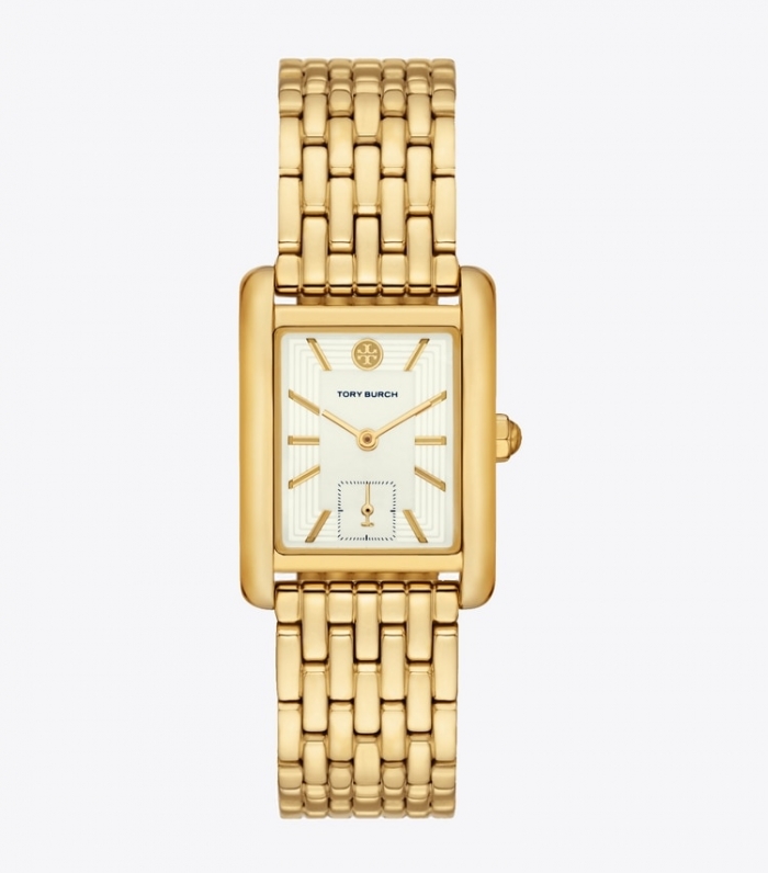 TORY BURCH ELEANOR WATCH, GOLD-TONE STAINLESS STEEL - Ivory/Gold | Free Shipping