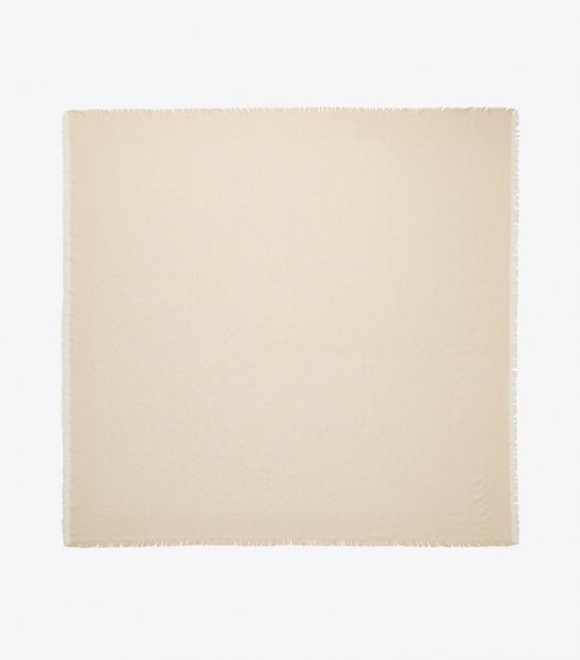 TORY BURCH T MONOGRAM JACQUARD TRAVELER SCARF - New Ivory | Free Shipping