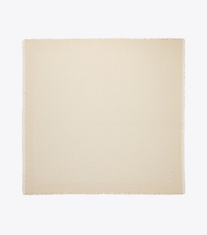 TORY BURCH T MONOGRAM JACQUARD TRAVELER SCARF - New Ivory | Free Shipping