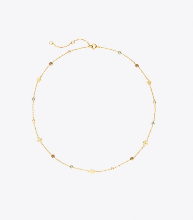 TORY BURCH DELICATE KIRA PEARL NECKLACE - Tory Gold / Brown | Free Shipping