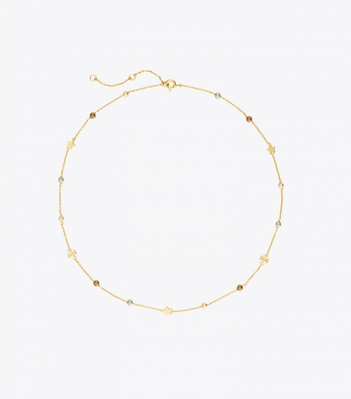 TORY BURCH DELICATE KIRA PEARL NECKLACE - Tory Gold / Brown | Free Shipping