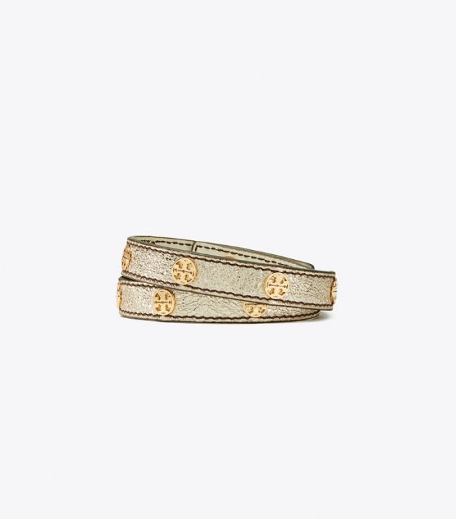 TORY BURCH MILLER DOUBLE-WRAP BRACELET - Tory Gold / White Gold | Free Shipping