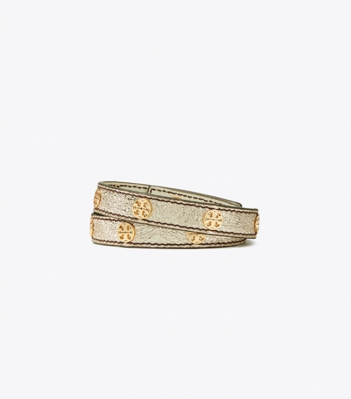 TORY BURCH MILLER DOUBLE-WRAP BRACELET - Tory Gold / White Gold | Free Shipping