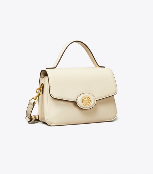 TORY BURCH SMALL ROBINSON SPAZZOLATO TOP-HANDLE BAG - Light Cream | Free Shipping