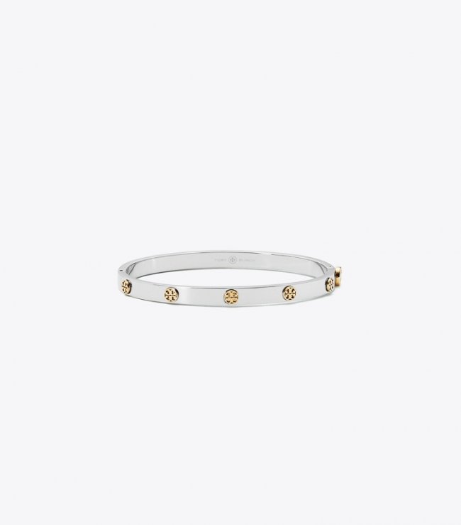 TORY BURCH MILLER STUD HINGE BRACELET, 5MM - Tory Silver / Tory Gold | Free Shipping