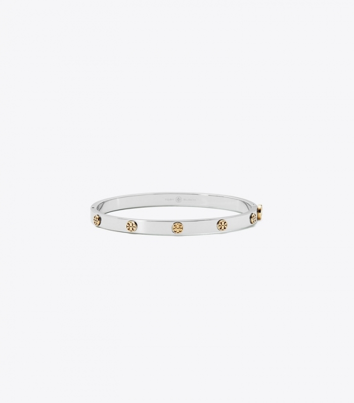 TORY BURCH MILLER STUD HINGE BRACELET, 5MM - Tory Silver / Tory Gold | Free Shipping