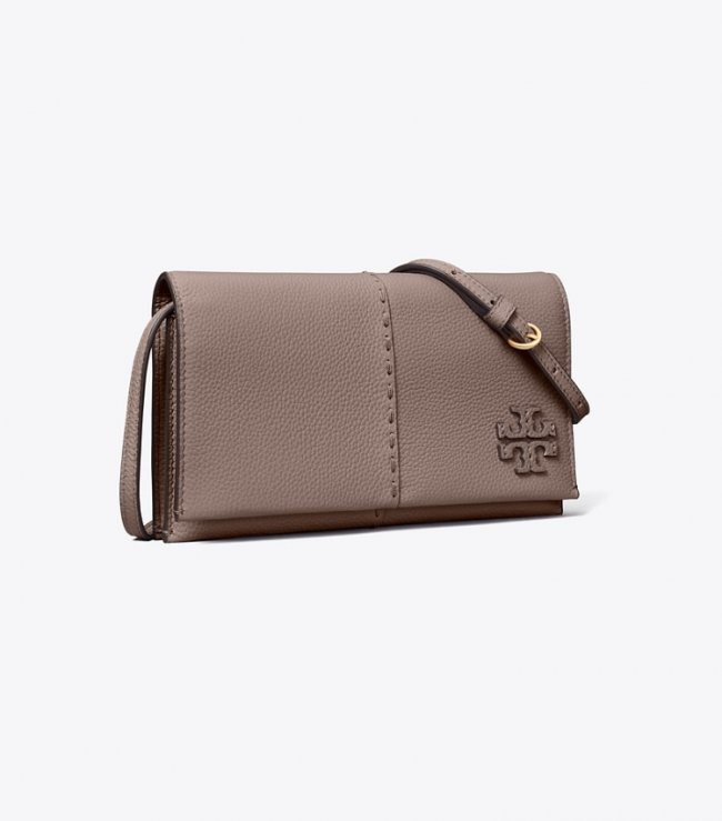 TORY BURCH MCGRAW WALLET CROSSBODY - Silver Maple | Free Shipping