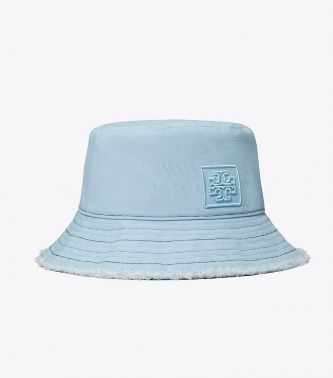 TORY BURCH FRINGE BUCKET HAT - Cool Dusty Blue | Free Shipping