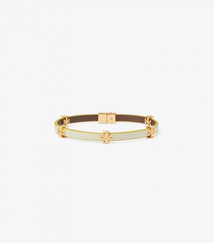 TORY BURCH ELEANOR LEATHER BRACELET - Tory Gold / New Ivory | Free Shipping