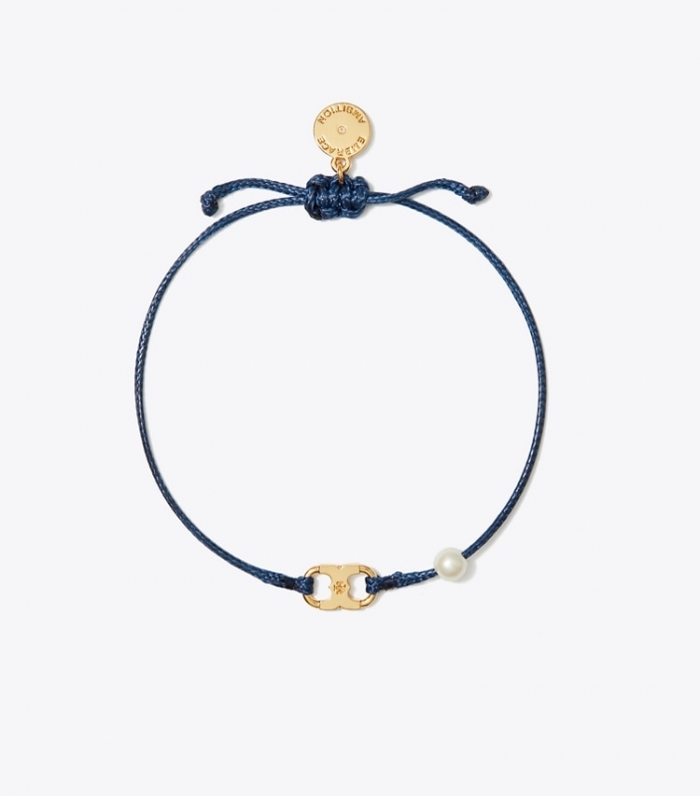 TORY BURCH EMBRACE AMBITION PEARL BRACELET - Tory Gold / Tory Navy / Creme | Free Shipping