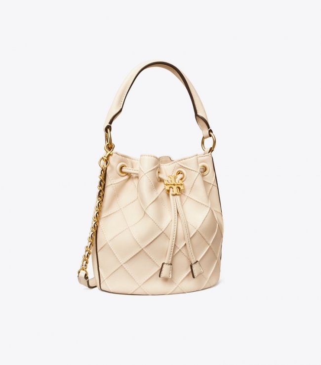 TORY BURCH SMALL FLEMING SOFT BUCKET BAG - New Cream | Free Shipping