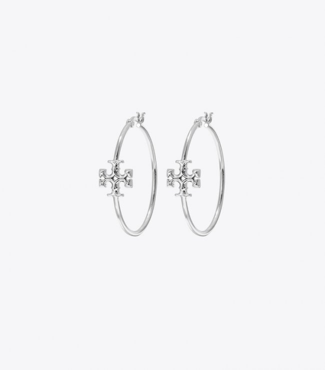 TORY BURCH ELEANOR HOOP EARRING - Tory Silver | Free Shipping