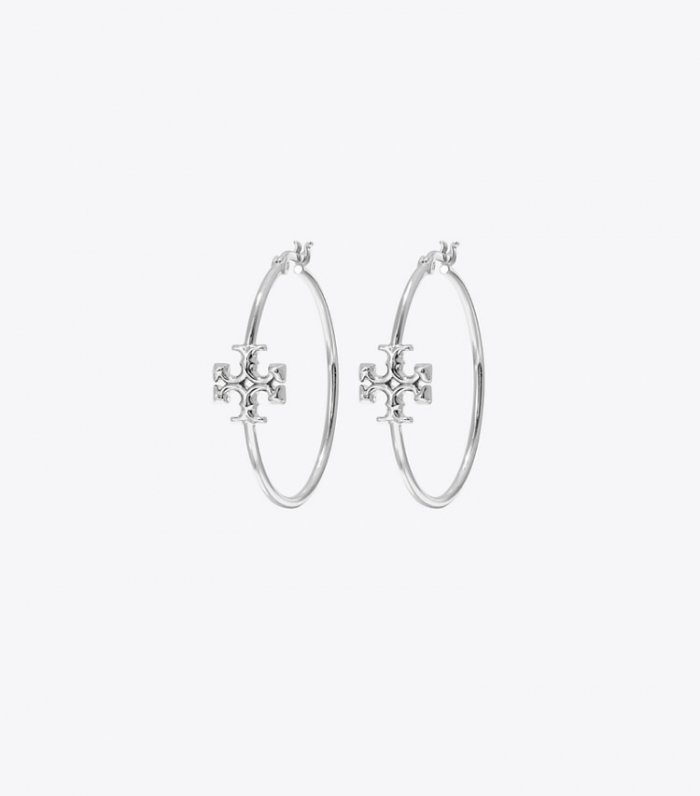TORY BURCH ELEANOR HOOP EARRING - Tory Silver | Free Shipping