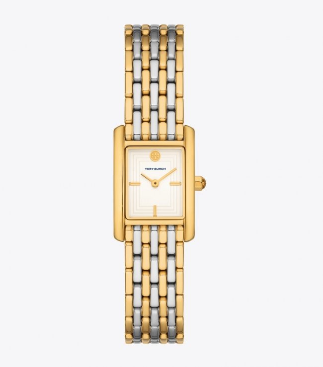 TORY BURCH MINI ELEANOR WATCH, TWO-TONE GOLD/STAINLESS STEEL - Ivory / Two-Tone | Free Shipping