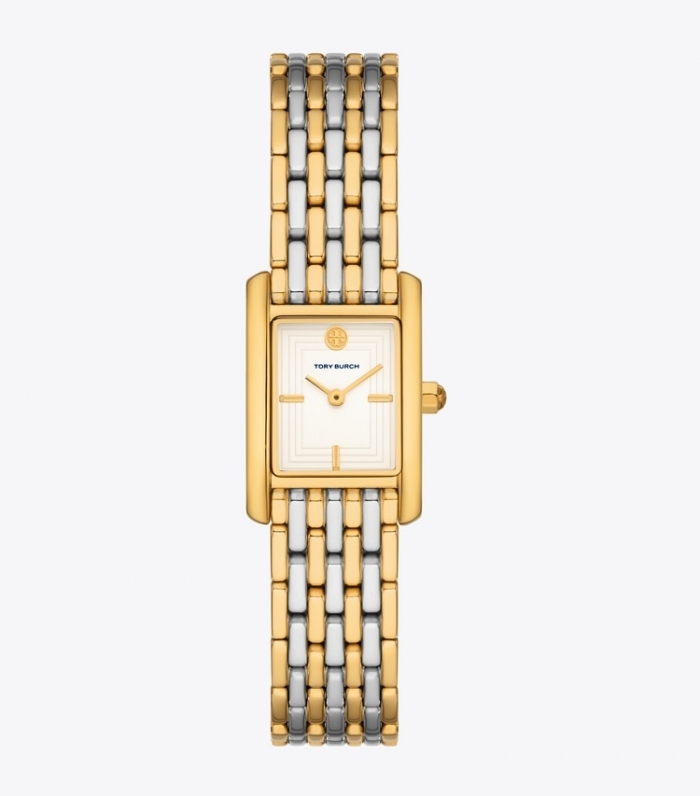 TORY BURCH MINI ELEANOR WATCH, TWO-TONE GOLD/STAINLESS STEEL - Ivory / Two-Tone | Free Shipping