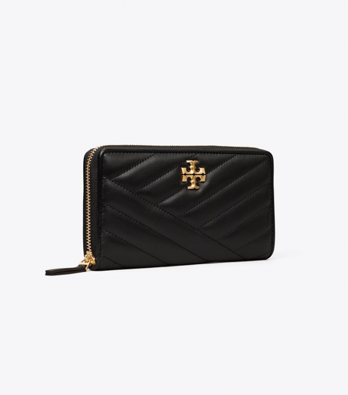 TORY BURCH KIRA CHEVRON ZIP CONTINENTAL WALLET - Black | Free Shipping
