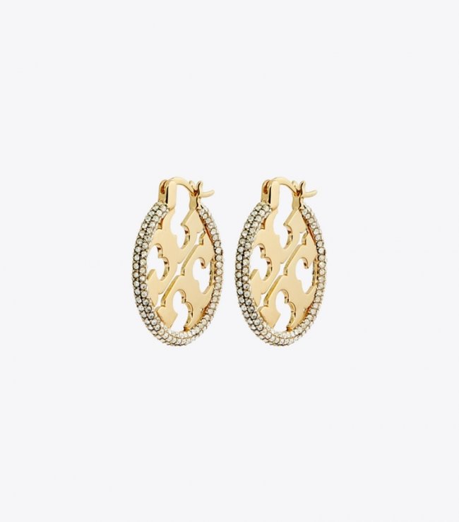 TORY BURCH MILLER PAVe HOOP EARRING - Tory Gold / Crystal | Free Shipping