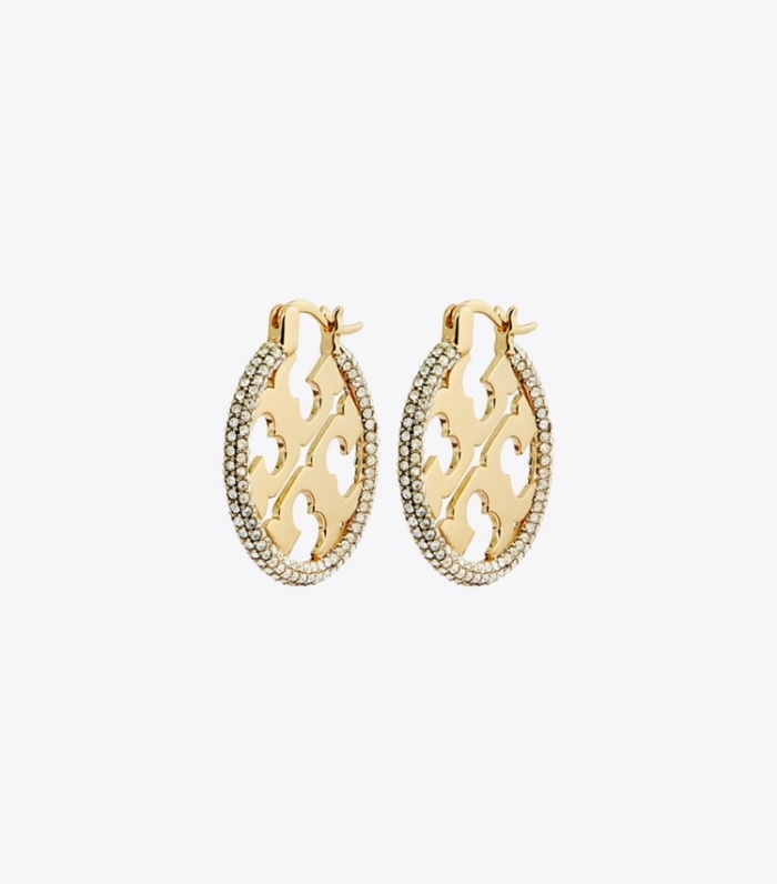 TORY BURCH MILLER PAVe HOOP EARRING - Tory Gold / Crystal | Free Shipping