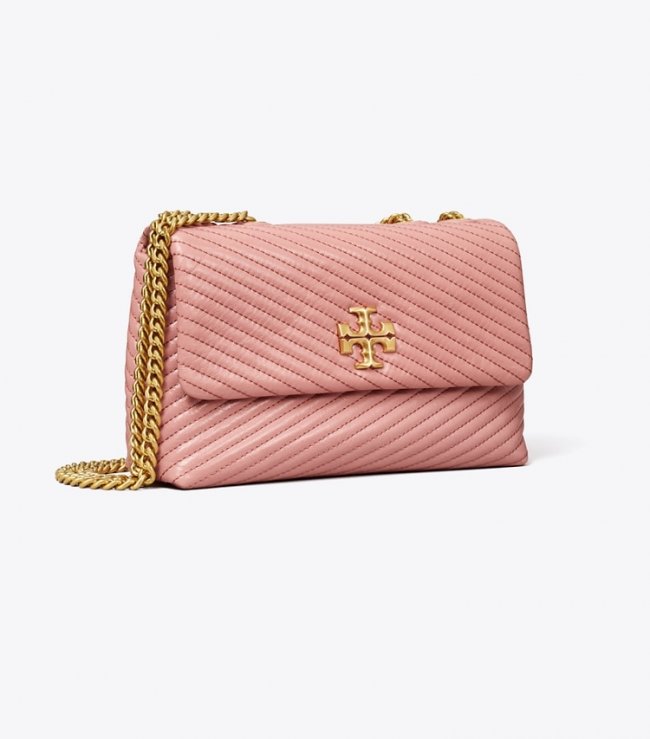 TORY BURCH SMALL KIRA MOTO QUILT CONVERTIBLE SHOULDER BAG - Pink Magnolia | Free Shipping