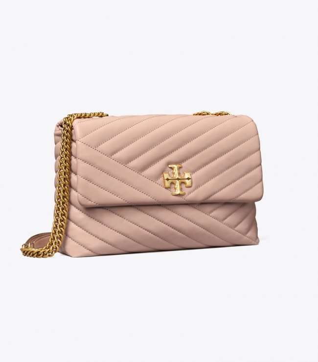 TORY BURCH KIRA CHEVRON CONVERTIBLE SHOULDER BAG - Devon Sand | Free Shipping