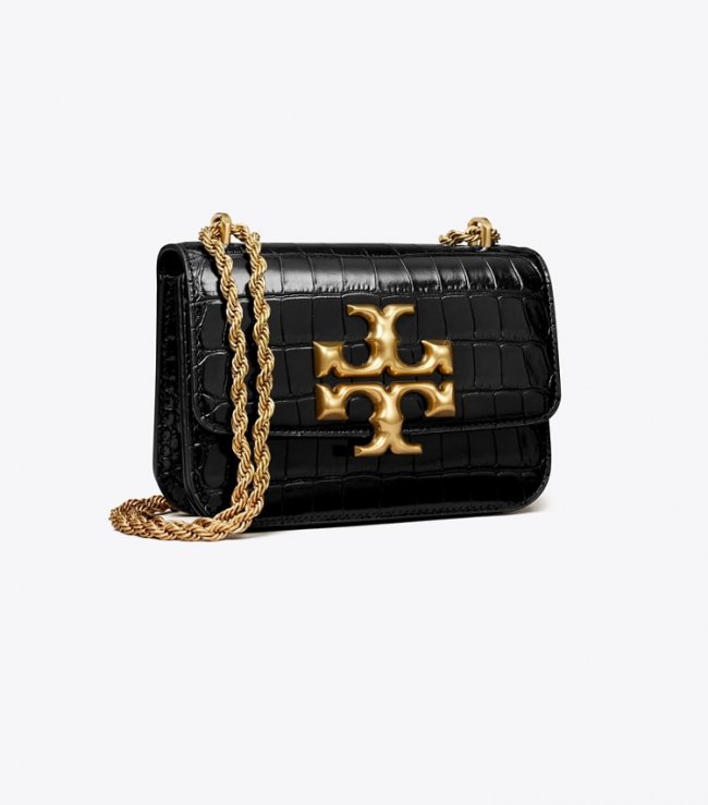 TORY BURCH ELEANOR SMALL BAG - Black / Rolled Gold | Free Shipping