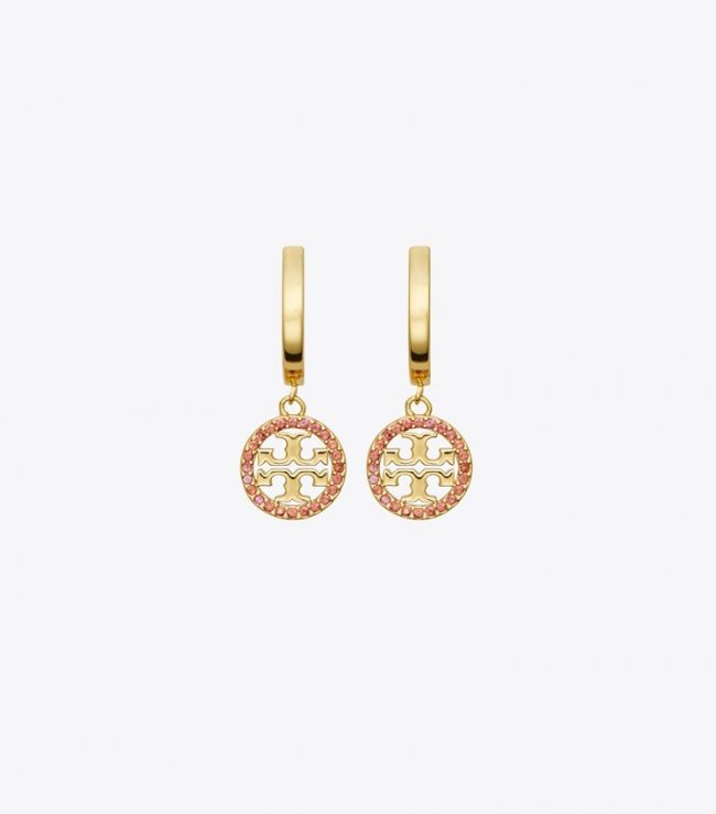 TORY BURCH MILLER PAVe HOOP EARRING - Tory Gold / Ruby | Free Shipping