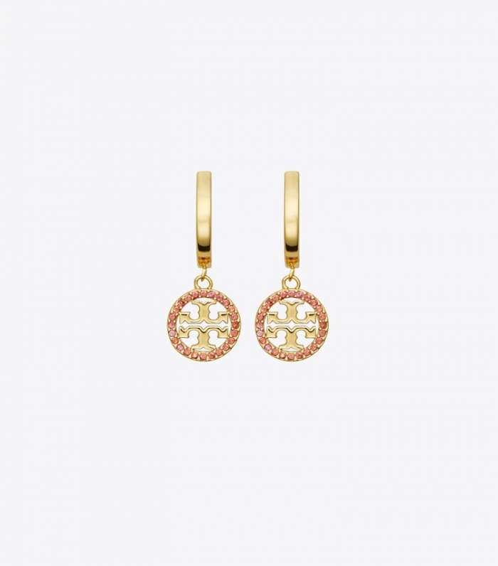 TORY BURCH MILLER PAVe HOOP EARRING - Tory Gold / Ruby | Free Shipping