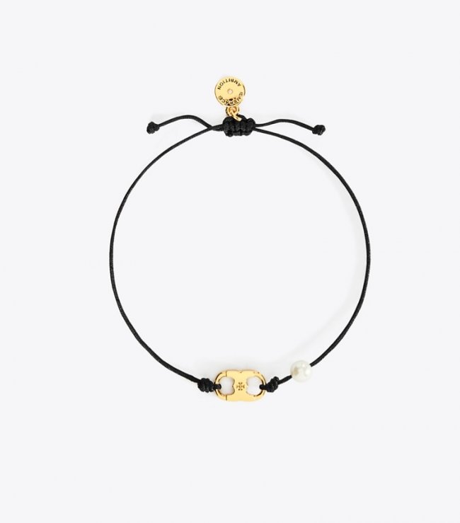TORY BURCH EMBRACE AMBITION BRACELET - Tory Gold / Black / Cream | Free Shipping
