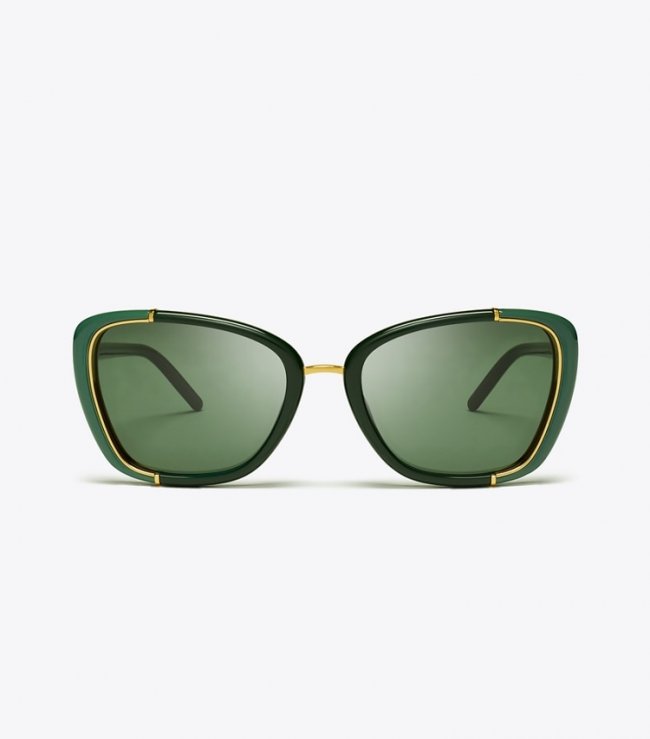 TORY BURCH ELEANOR CAT-EYE SUNGLASSES - Green/Dark Green | Free Shipping