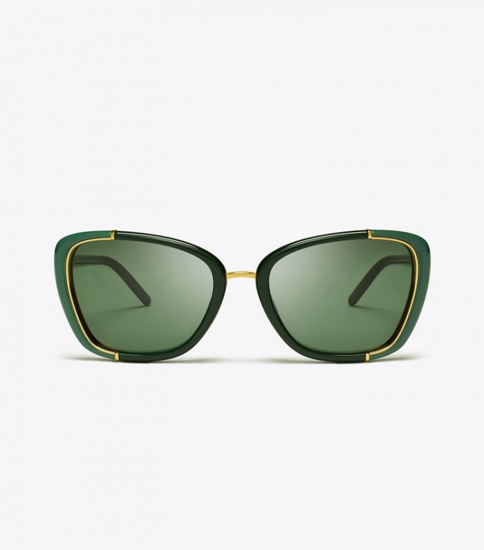 TORY BURCH ELEANOR CAT-EYE SUNGLASSES - Green/Dark Green | Free Shipping