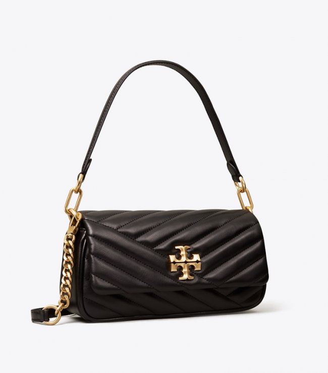 TORY BURCH SMALL KIRA CHEVRON FLAP SHOULDER BAG - Black | Free Shipping