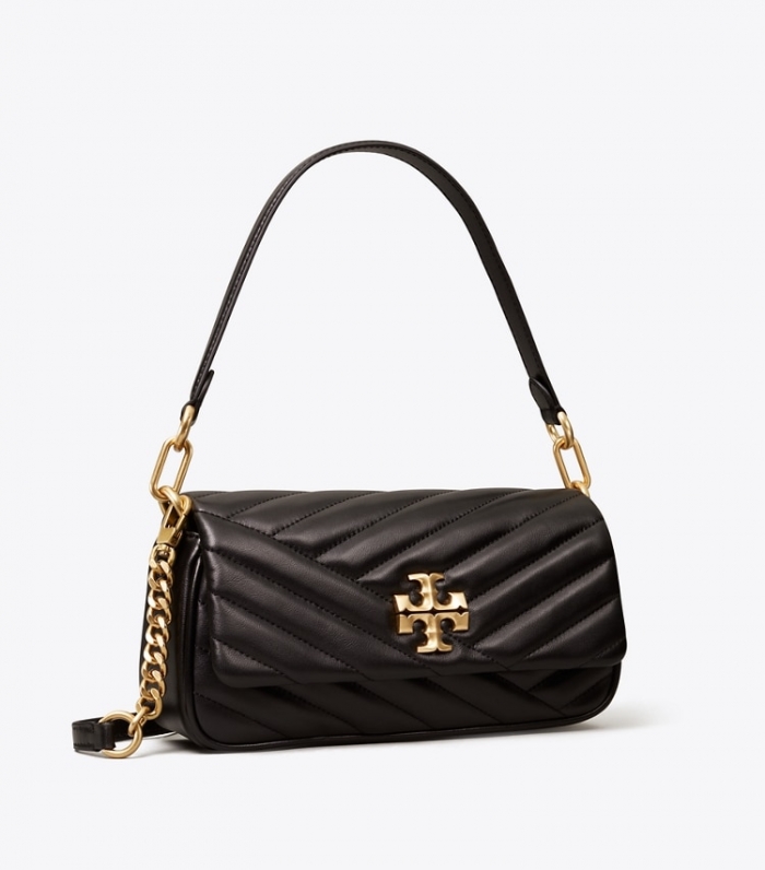 TORY BURCH SMALL KIRA CHEVRON FLAP SHOULDER BAG - Black | Free Shipping