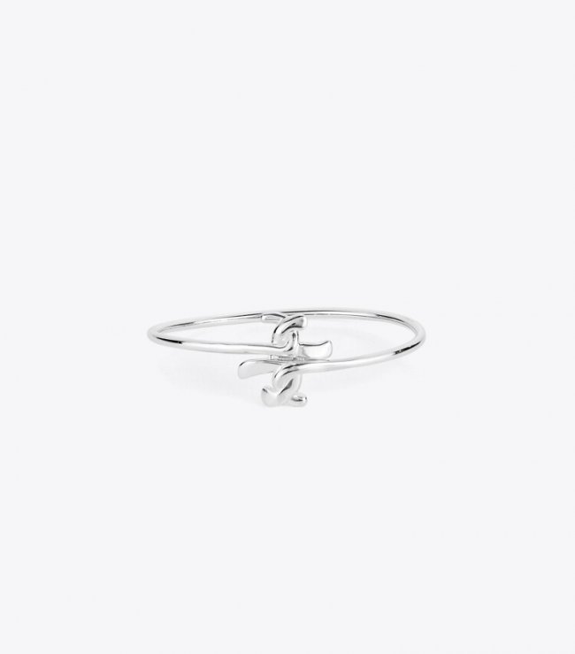 TORY BURCH TWISTED T FLEX CUFF - Silver | Free Shipping