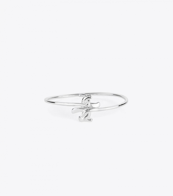 TORY BURCH TWISTED T FLEX CUFF - Silver | Free Shipping