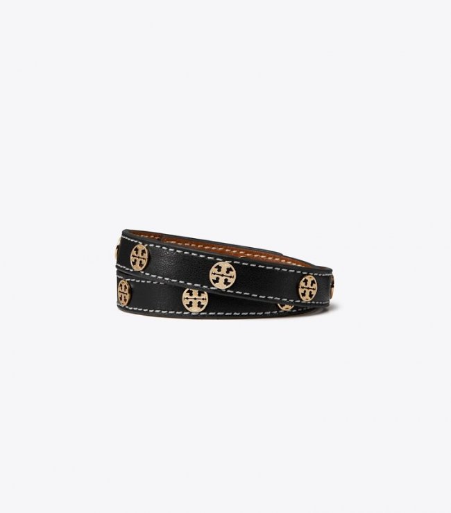 TORY BURCH MILLER DOUBLE-WRAP BRACELET - Tory Gold / Black | Free Shipping