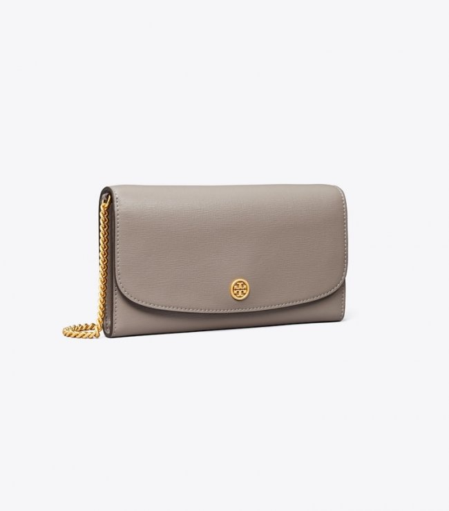 TORY BURCH ROBINSON CHAIN WALLET - Gray Heron | Free Shipping
