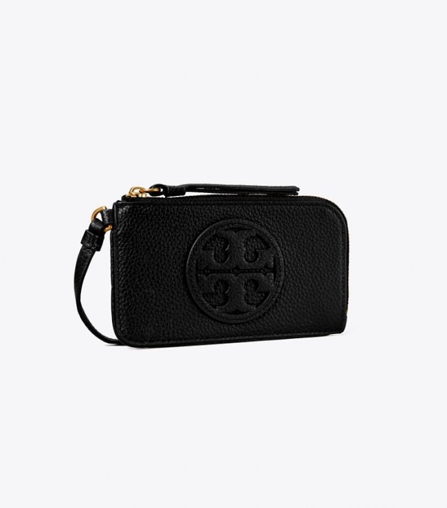 TORY BURCH MILLER ZIP CARD CASE - Black | Free Shipping