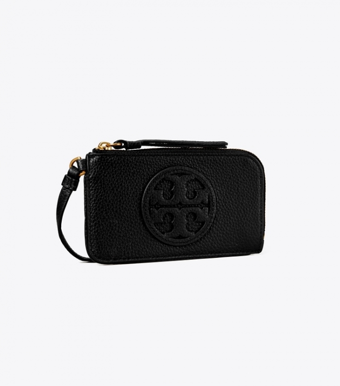 TORY BURCH MILLER ZIP CARD CASE - Black | Free Shipping